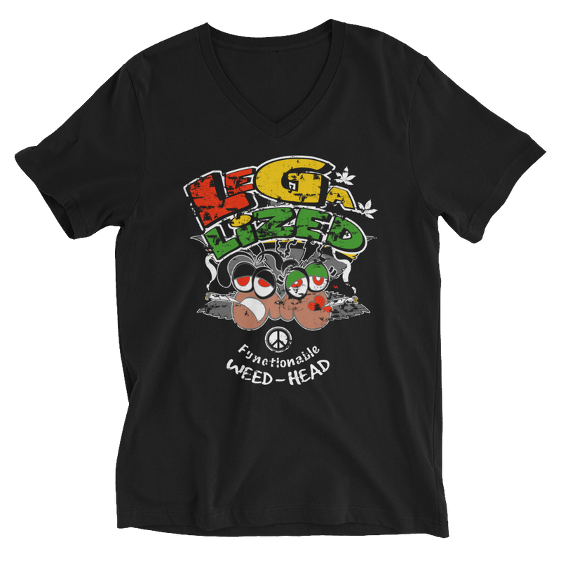Legalized Weed Head Reggae V-Neck T-Shirt